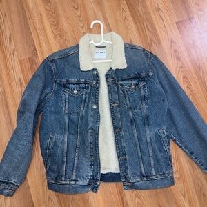 Old Navy Cream Sherpa-Lined Denim Jacket